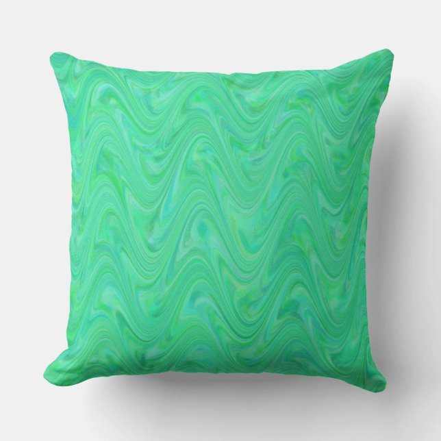 Groen Blauw Marmerpatroon Kussen (Voorkant)