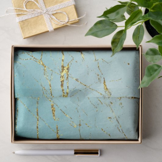 Groen blauw met goud tissuepapier (Geschenk)