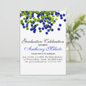Groen & Blauw Metallic Confetti Afstuderen Uitnodi Kaart (Staand voorkant)
