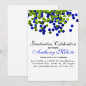 Groen & Blauw Metallic Confetti Afstuderen Uitnodi Kaart (Voorkant / Achterkant)