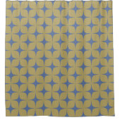 Groen Blauw Mid Century Modern  Geometrisch Douchegordijn (Voorkant)