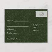 Groen & Blauw Middeleeuwse Brocade RSVP Uitnodiging Briefkaart (Achterkant)