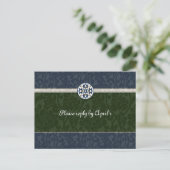 Groen & Blauw Middeleeuwse Brocade RSVP Uitnodiging Briefkaart (Staand voorkant)