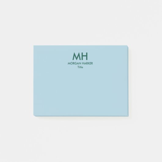 Groen Blauw Minimal Clean Initialen Post-it® Notes (Voorkant)