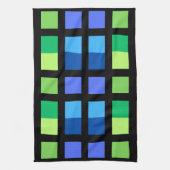 Groen Blauw Minimale Vierkantjes Theedoek (Verticaal)