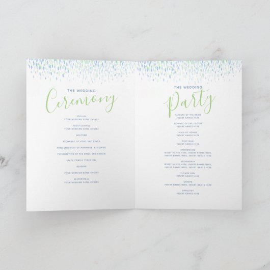 Groen blauw modern cascading art bruiloft programma (Binnen)