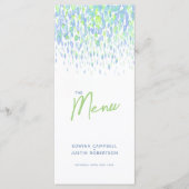 Groen blauw modern kunstdab trouwmenu menu (Voorkant)
