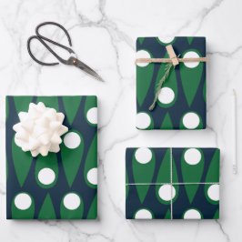 Groen Blauw Moderne Polka Dot Inpakpapier Vel