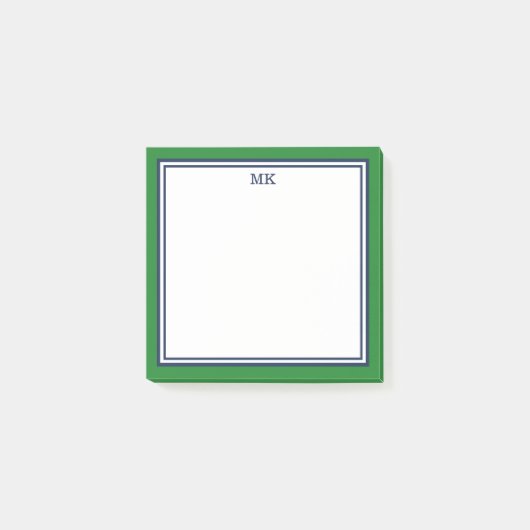 Groen blauw monogram post-it® notes (Voorkant)