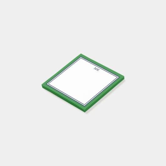 Groen blauw monogram post-it® notes (Schuin)