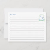 Groen Blauw Monogram Vrijgezellenfeest Recept Kaar Kaart (Achterkant)