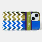 groen blauw Monogrammed Chevron Stripes Case-Mate iPhone Case (Achterkant (horizontaal))