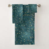 Groen blauw nachtelijke hemel blauwgroen gouden st bad handdoek (Insitu)