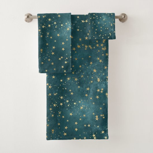 Groen blauw nachtelijke hemel blauwgroen gouden st bad handdoek (Insitu)