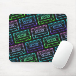 Groen Blauw Neon Cassettebandje Patroon Muismat