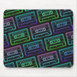 Groen Blauw Neon Cassettebandje Patroon Muismat