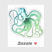 Groen Blauw Octopus Vinyl Cut Sticker (Vel)