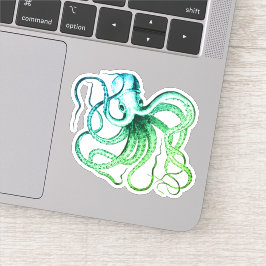 Groen Blauw Octopus Vinyl Cut Sticker