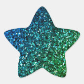 Groen Blauw Ombre Glitter Glans Sparkle Patroon  Ster Sticker (Voorkant)