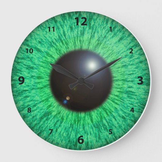 Groen blauw oog met flatklok grote klok (Voorkant)