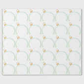 Groen Blauw Ornament White Wrapping Paper Cadeaupapier (Vlak)