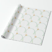 Groen Blauw Ornament White Wrapping Paper Cadeaupapier (Uitgerold)