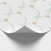Groen Blauw Ornament White Wrapping Paper Cadeaupapier (Hoek)