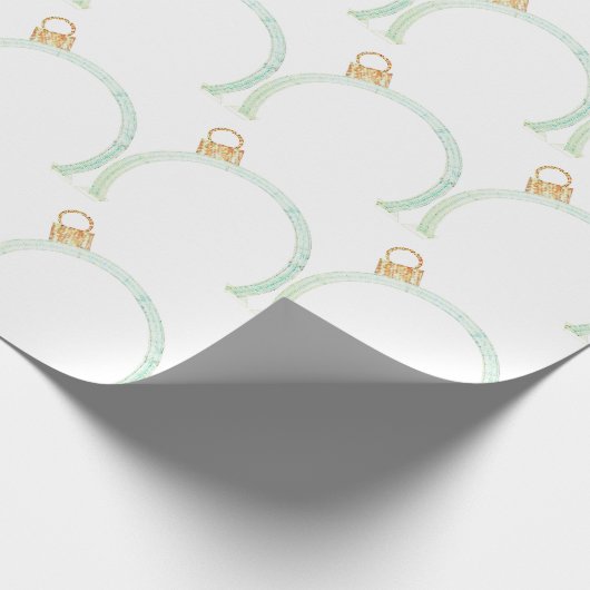 Groen Blauw Ornament White Wrapping Paper Cadeaupapier (Hoek)