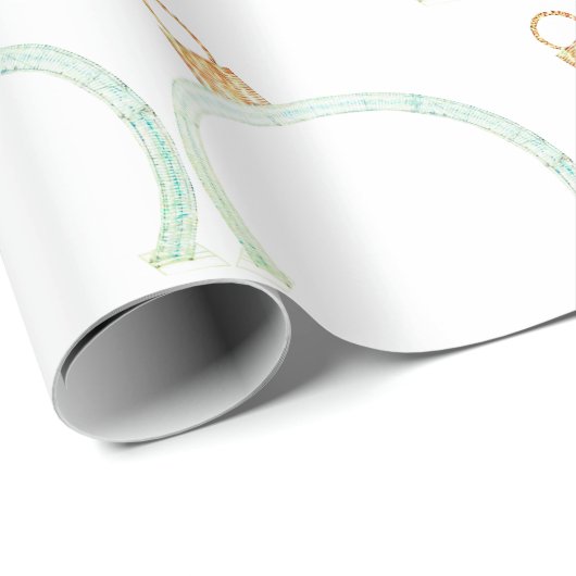 Groen Blauw Ornament White Wrapping Paper Cadeaupapier (Rol Hoek)