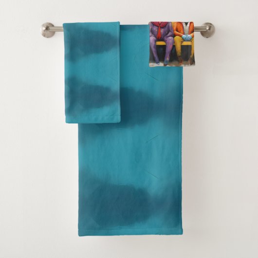 Groen Blauw Ox Koe Boerderij Aangekleed Bad Handdoek (Insitu)