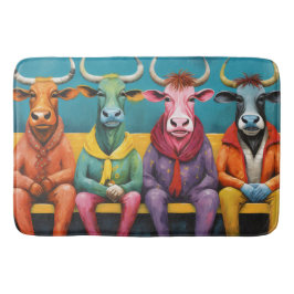 Groen Blauw Ox Koe Boerderij Aangekleed Badmat