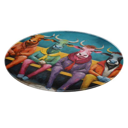 Groen Blauw Ox Koe Boerderij Aangekleed Snijplank (Hoek)