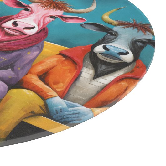 Groen Blauw Ox Koe Boerderij Aangekleed Snijplank (Hoek)