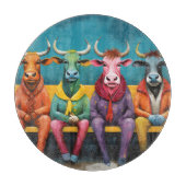 Groen Blauw Ox Koe Boerderij Aangekleed Snijplank (Voorkant)