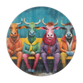 Groen Blauw Ox Koe Boerderij Aangekleed Snijplank