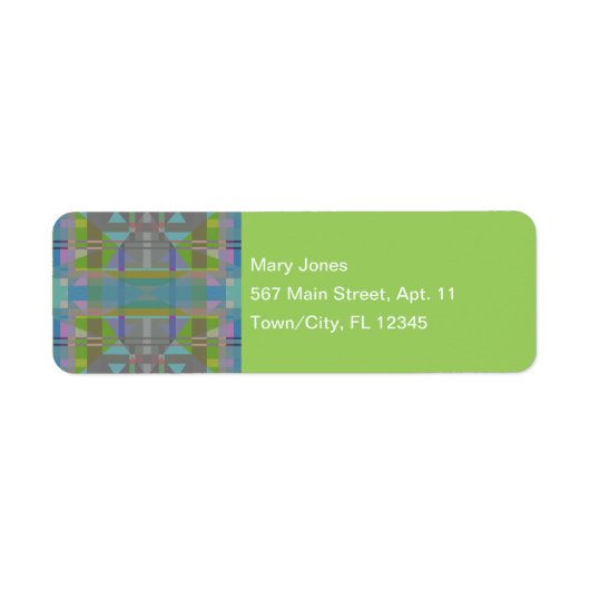 Groen blauw Paars Geometrisch Etiket (Voorkant)