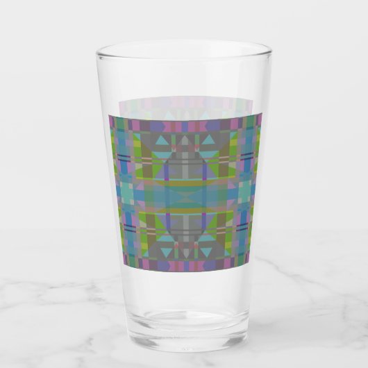 Groen blauw Paars Geometrisch Glas (Voorkant)