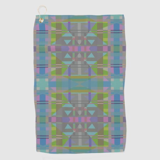 Groen blauw Paars Geometrisch Golfhanddoek (Voorkant)