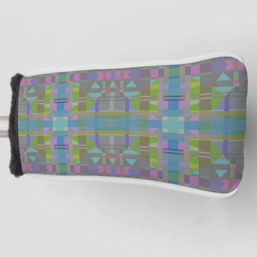 Groen blauw Paars Geometrisch Golfheadcover (Voorkant)