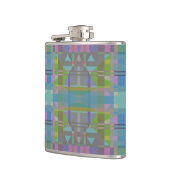 Groen blauw Paars Geometrisch Heupfles (Links)