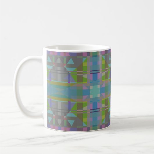 Groen blauw Paars Geometrisch Koffiemok (Links)