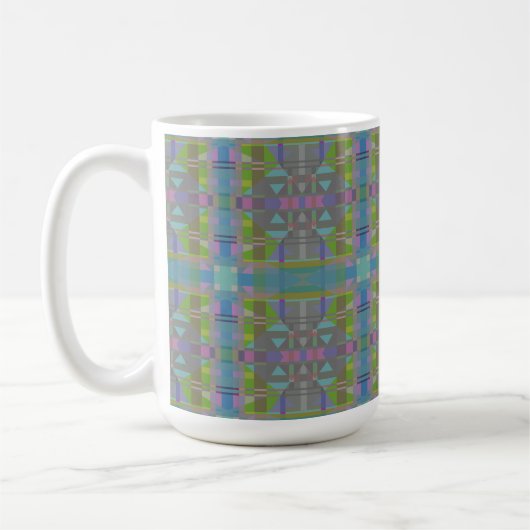 Groen blauw Paars Geometrisch Koffiemok (Links)