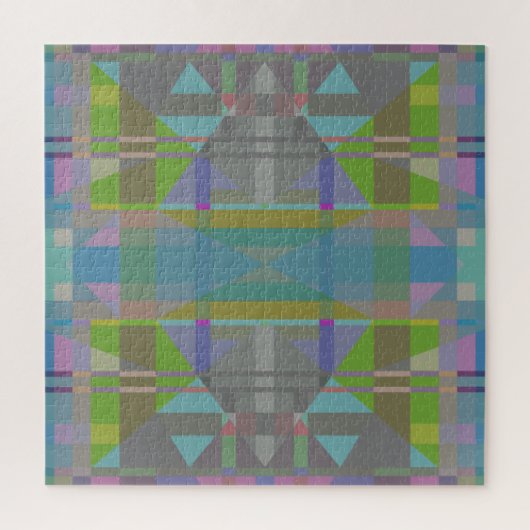Groen blauw Paars Geometrisch Legpuzzel (Verticaal)