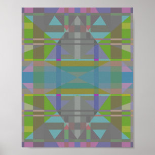 Groen blauw Paars Geometrisch Poster