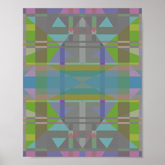 Groen blauw Paars Geometrisch Poster (Voorkant)