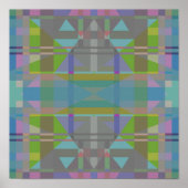 Groen blauw Paars Geometrisch Poster (Voorkant)