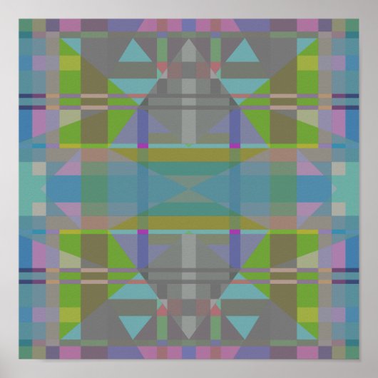 Groen blauw Paars Geometrisch Poster (Voorkant)