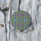 Groen Blauw Paars Geometrisch  Ronde Button 4,0 Cm (In situ)