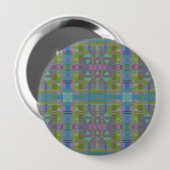 Groen Blauw Paars Geometrisch  Ronde Button 4,0 Cm (Voorkant /achterkant)