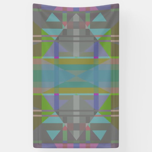 Groen blauw Paars Geometrisch Spandoek (Verticaal)